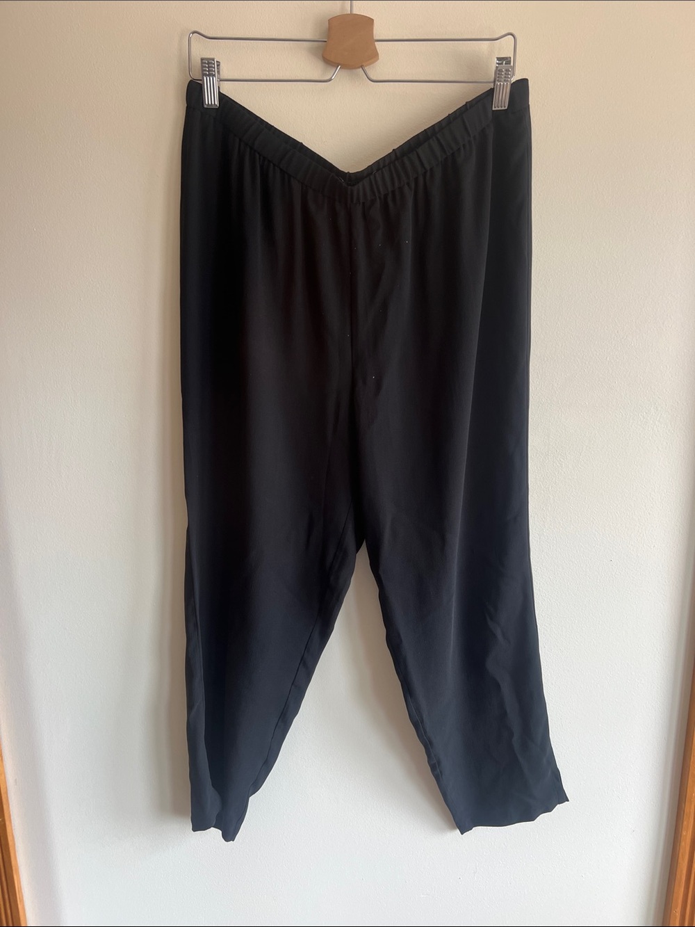Eileen Fisher Black Elastic Waist Relaxed Silk Pants